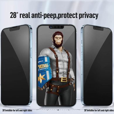 Защитное 2.5D стекло Blueo Full Cover Anti-Peep для iPhone 14 Pro (6.1") черное