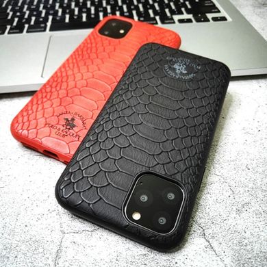 Кожаный чехол для iPhone 15 Pro Santa Barbara Polo Knight Crocodile Leather Red