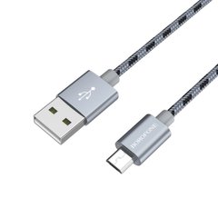 Кабель BOROFONE BX24 USB to Micro 2.4A, 1m, nylon, aluminum connectors, Metal Gray (BX24MMG)
