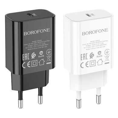 Сетевое зарядное устройство BOROFONE BA65A Single port PD20W charger White (BA65AW)
