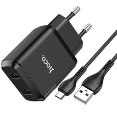 Адаптер мережевий HOCO Micro USB cable Speedy dual port charger set N7 | 2USB, 2.1A | (Safety Certified) white