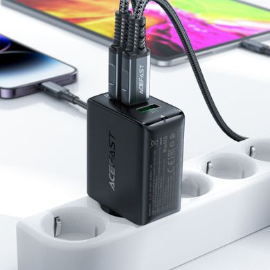 Мережевий зарядний пристрій ACEFAST A41 PD65W GaN (2*USB-C+USB-A) charger Black (AFA41B)