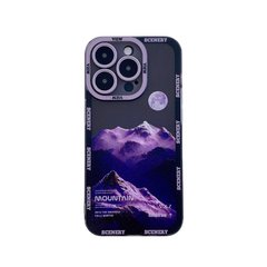 Чохол для iPhone 14 Pro Scenery Mountains із захистом камери Прозоро-фіолетовий