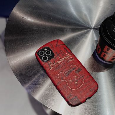 Кожаный красный чехол "Bearbrick Kaws" для iPhone 11 Pro