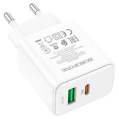 Сетевое зарядное устройство BOROFONE BA67A PD20W+QC3.0 charger White (BA67AW)
