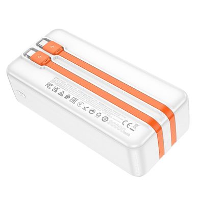Зовнішній акумулятор HOCO J119B Sharp charger 22.5W+PD20 fully compatible power bank with digital display and cable(30000mAh) White (6942007606141)