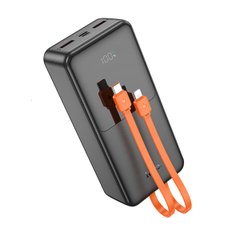 Зовнішній акумулятор HOCO J119B Sharp charger 22.5W+PD20 fully compatible power bank with digital display and cable(30000mAh) Black (6942007606134)