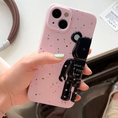 Чехол для iPhone 15 Plus Bearbrick с точечным узором Розовый