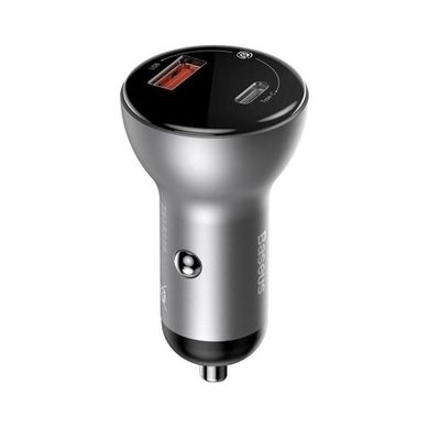АЗУ Baseus Digital Display PPS Dual Quick Charger Car Charger U+C 45W Silver