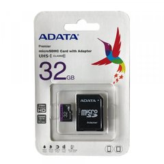 microSDXC UHS-1 A-DATA Premier 32Gb Class 10 (R-80Mb/s) adapter SD