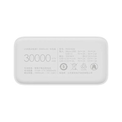 Внешний аккумулятор Xiaomi Mi Power Bank 3 30000mAh 24W Fast Charge PB3018ZM White (VXN4307CN)