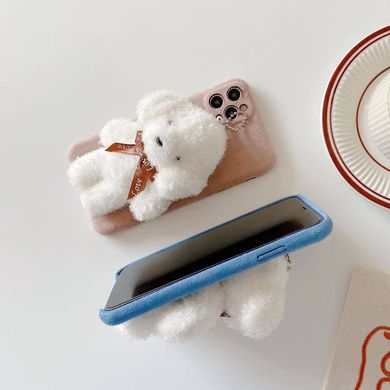 Сиреневый 3D чехол с плюшевым песиком для iPhone 11 Pro