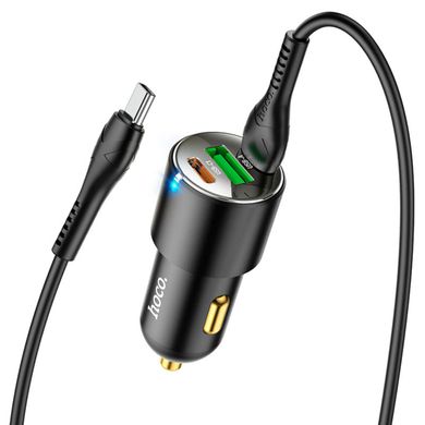 Автомобильное зарядное устройство HOCO NZ6 PD45W 3-port(2C1A) car charger set(Type-C to Type-C) Black (6931474765208)