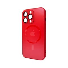 Чехол AG Glass Matt Frame Color MagSafe Logo для Apple iPhone 13 Pro Cola Red