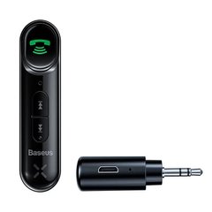 Аудиоадаптер для автомобіля BASEUS Bluetooth Qiyin AUX \ Чорний