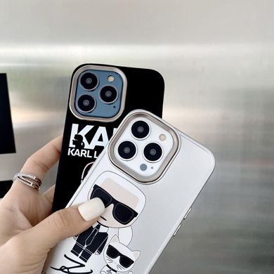 Чохол для iPhone 13 Pro Max Karl Lagerfeld and cat із захистом камери Білий