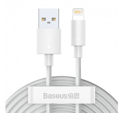 USB кабель Baseus Simple Wisdom Data Cable Kit USB to iP 2.4A (2ШТ/Set) 1.5m White, Білий