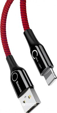 USB кабель Baseus C-shaped Light Intelligent Power-off for Lightning 2,4A/1m Red