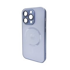Чехол AG Glass Matt Frame Color MagSafe Logo для Apple iPhone 15 Pro Sierra Blue