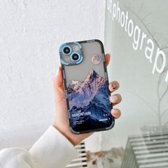 Чехол для iPhone XR Snowy Mountains с защитой камеры Прозрачно-синий