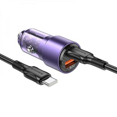 Автомобільний зарядний пристрій BOROFONE BZ20A Smart 83W dual port PD65W+QC3.0 car charger set(C to C) Transparent Purple (BZ20ACCTP)