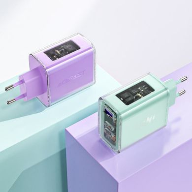 Мережевий зарядний пристрій ACEFAST A45 Sparkling series PD65W GaN (2*USB-C+USB-A) charger Mountain mist (AFA45MM)