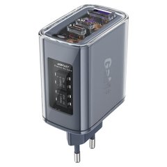 Сетевое зарядное устройство ACEFAST A45 Sparkling series PD65W GaN (2*USB-C+USB-A) charger Mica gray (AFA45MG)