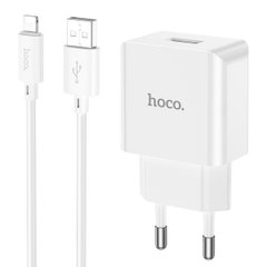 Сетевое зарядное устройство HOCO C106A Leisure single port charger set(iP) White (6931474783899)