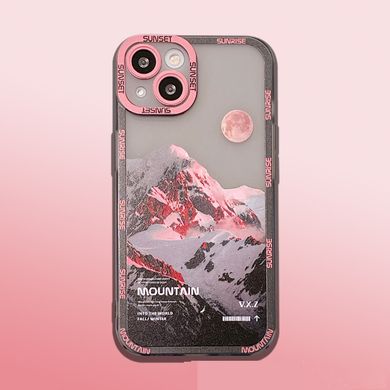 Чехол для iPhone 13 Pro Snowy Mountains с защитой камеры Прозрачно-розовый