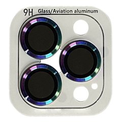Защитное стекло Metal Classic на камеру (в упак.) iPhone 14 Pro (6.1") / 14 Pro Max (6.7") Сиреневый / Rainbow