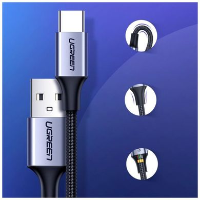 Кабель UGREEN US288 USB-A 2.0 to USB-C Cable Nickel Plating Aluminum Braid 2m (Black) (UGR-60128) (UGR-60128)