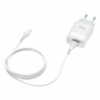 Мережевий зарядний пристрій HOCO C73A Glorious dual port charger set(Type-C) White (6931474713070)