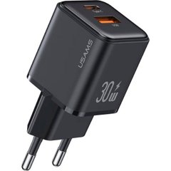 Мережевий зарядний пристрій Usams US-CC189 PD30W+QC3.0 A+C Dual-port Fast Charger (EU)--X-ron Series Black (CC189TC01)