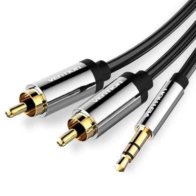 Кабель Vention 3.5mm Male to 2RCA Male Audio Cable 3M Black Metal Type (BCFBI) (BCFBI)
