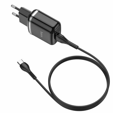 Сетевое зарядное устройство HOCO N3 Special single port QC3.0 charger set(Type-C) 18W Black (6931474729385)