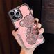 Блискучий чохол для iPhone 15 Plus Diamond Bear Рожевий