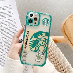 Чехол для iPhone 13 Mini Starbucks с защитой камеры Прозрачно-зеленый