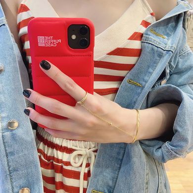 Красный пуферний чехол-пуховик для iPhone 12 Mini