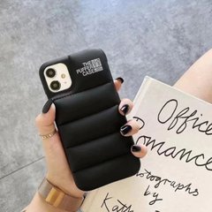 Черный пуферний чехол-пуховик для iPhone 12 Mini