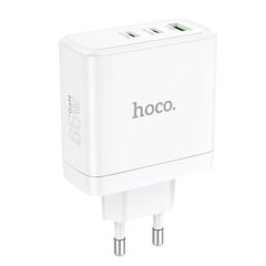 Сетевое зарядное устройство HOCO N30 Glory PD65W three-port(2C1A) fast charger White (6931474784155)