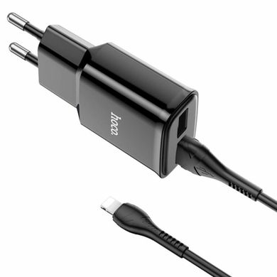 Мережевий зарядний пристрій HOCO C88A Star round dual port charger set(iP) Black (6931474749505)