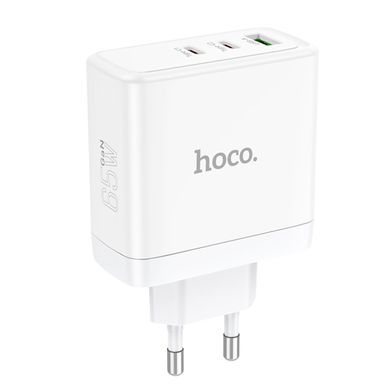Мережевий зарядний пристрій HOCO N30 Glory PD65W three-port(2C1A) fast charger White (6931474784155)