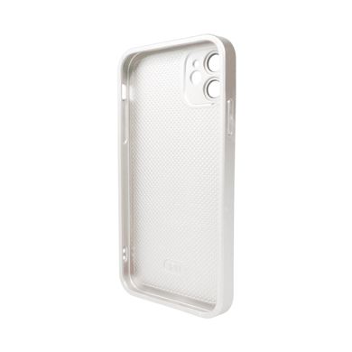 Чехол AG Glass Matt Frame Color MagSafe Logo для Apple iPhone 11 Pearly White