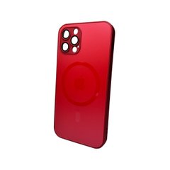 Чохол AG Glass Matt Frame Color MagSafe Logo для Apple iPhone 12 Pro Cola Red