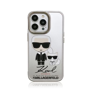 Чохол для iPhone 13 Pro Karl Lagerfeld and cat із захистом камери Білий
