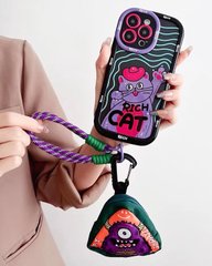 Чохол для iPhone 15 Pro Max із сумкою-гаманцем і ремінцем Cat Monster