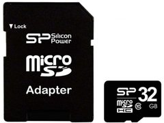 Карта памяти microSDHC SiliconPower 32Gb Class 10 (adapter SD)