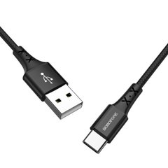 Кабель BOROFONE BX20 USB to Type-C 2A, 1m, nylon, TPE connectors, Black (BX20CB)