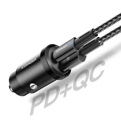 Автомобільний зарядний пристрій Essager Gyroscope Mini Charger USB-A + Type-C 30W black (ECCAC-TL01) (ECCAC-TL01)
