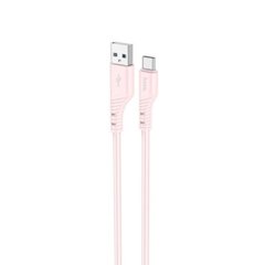 Кабель HOCO X97 Crystal color silicone charging data cable Type-C light pink (6931474799906)
